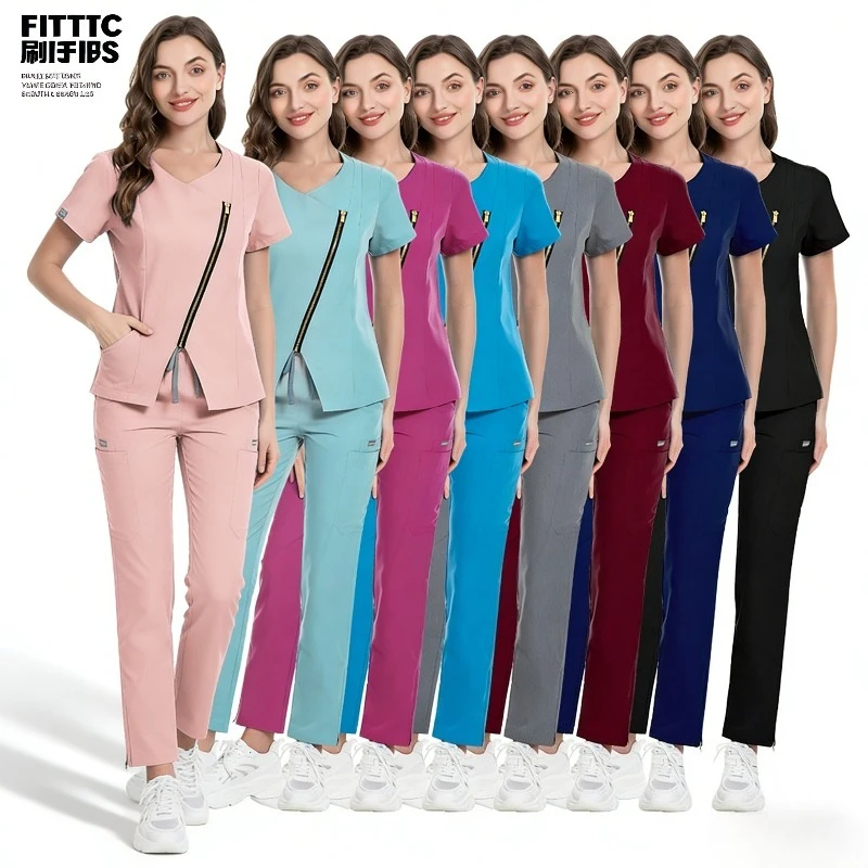 Beauty Salon Scrub Set Solid Color Comfortable Skin Friendly Staff Workwear Simple Design