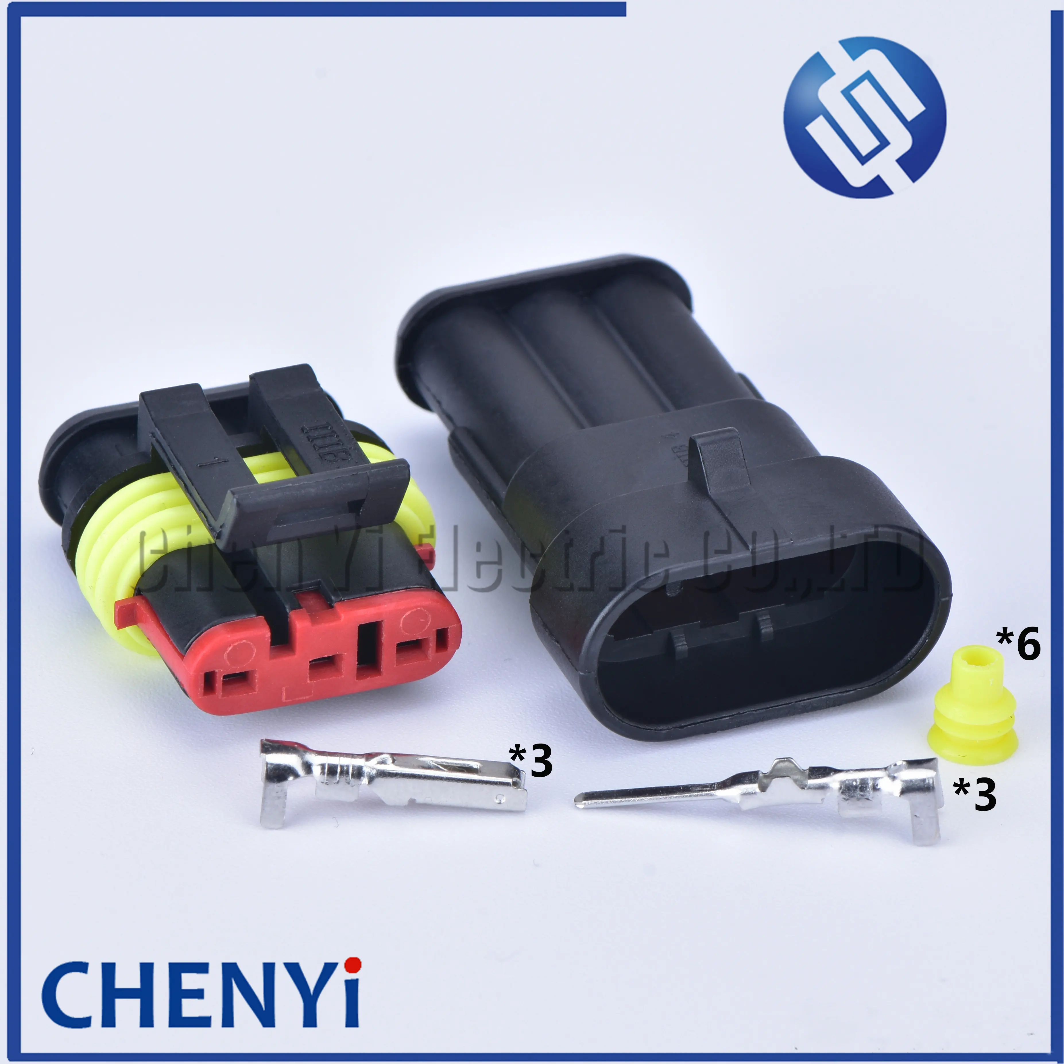 5 sets 3 Pin way Electric Automotive Connector sealed Waterproof Auto Plug With Terminals And Seals 282087-1 282105-1