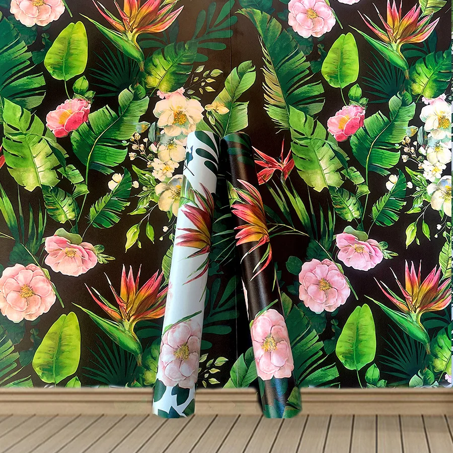 

Tropical Palm Wallpaper Self Adhesive Rainforest Floral Leaves Wallpaper Jungle Peel & Stick Plant Wallpaper Mural Vinyl Film