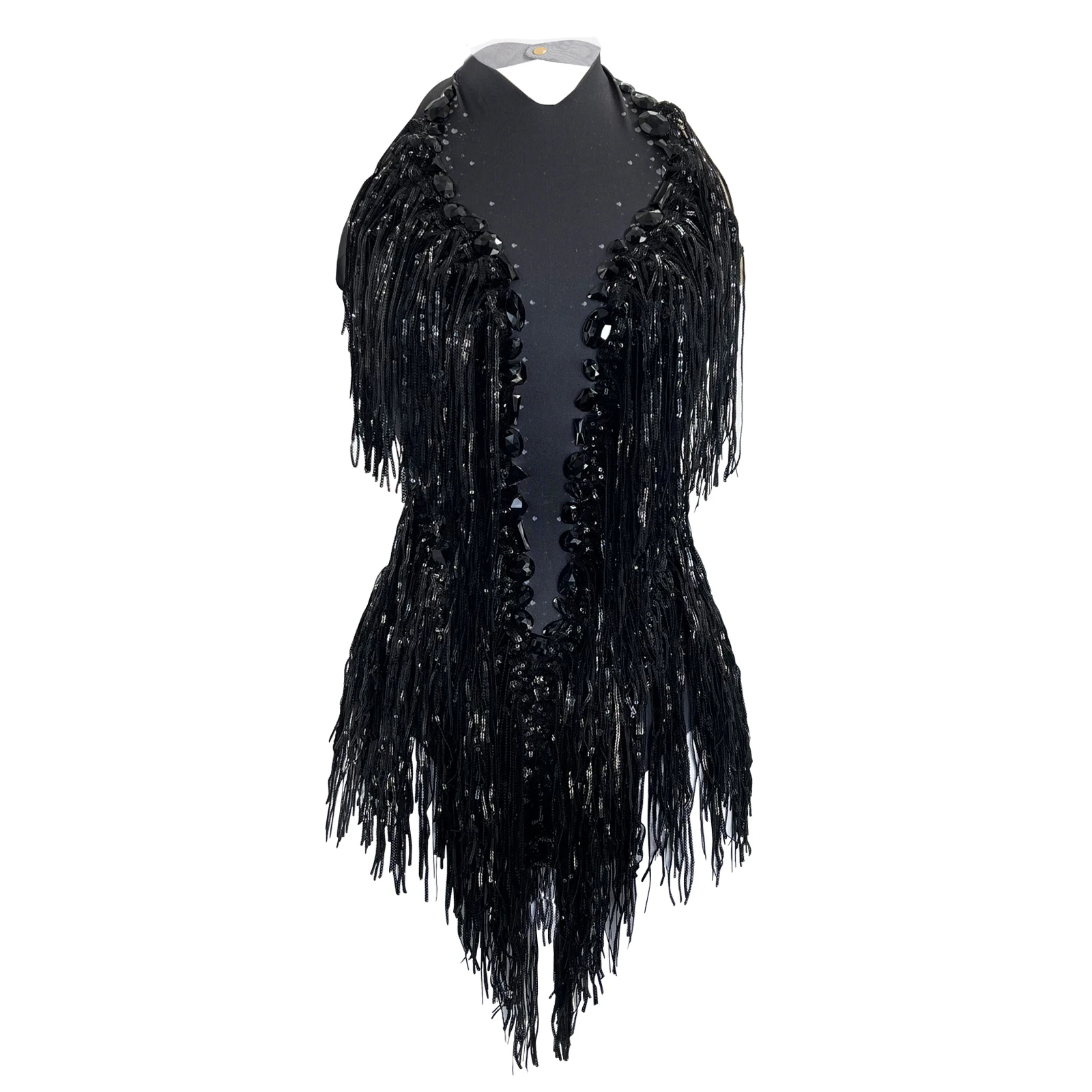 Sexy cristallo paillettes frange body nappa body donna pole costume da ballo latino club cantante di scena ballerino ds spettacolo di prestazioni