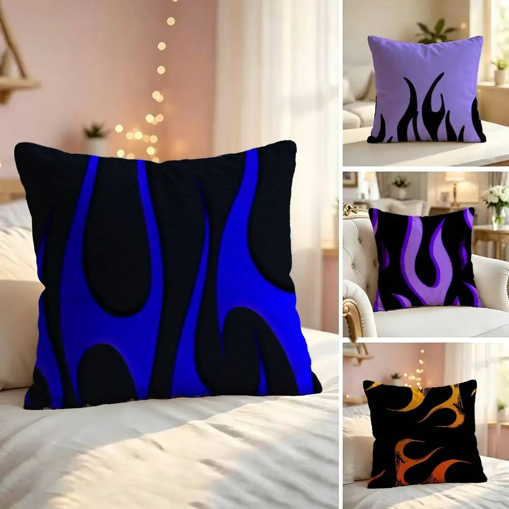 Flame P-Pattern Soft Pillow Shell For Sofa Living Space Bedroom Headboard Backrest Square Cushion Cozy