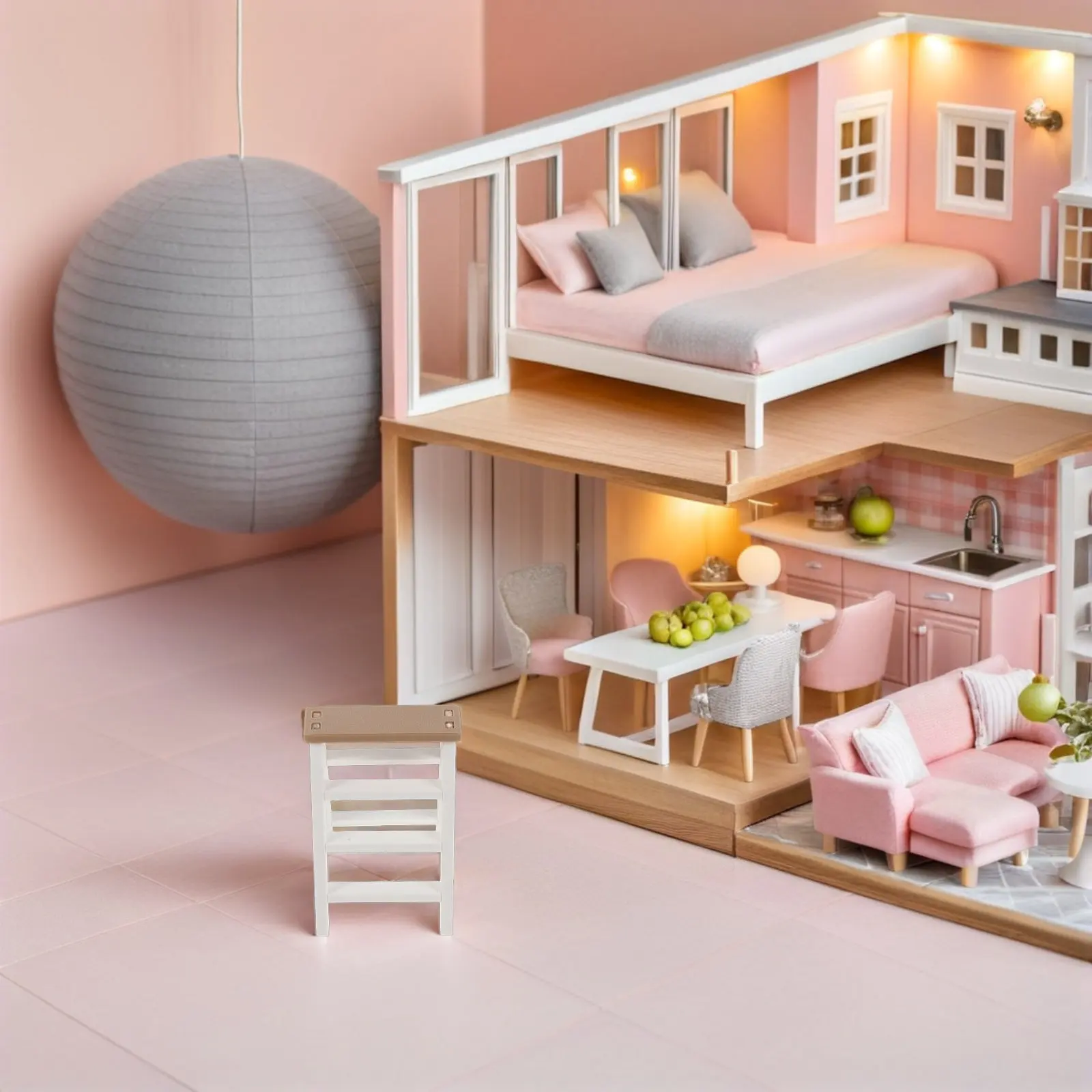 2Pcs Miniature Dollhouse Ladder Realistic 1 12 Scale Furniture Accessories for Home Display Shelf Mini House Furniture