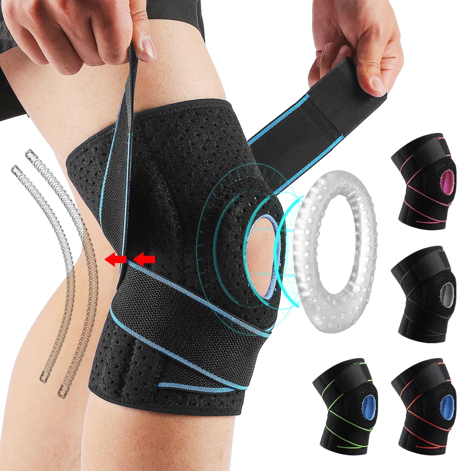 Outdoor sports compression straps basketball running mountain climbing cold feeling silicone knee pads