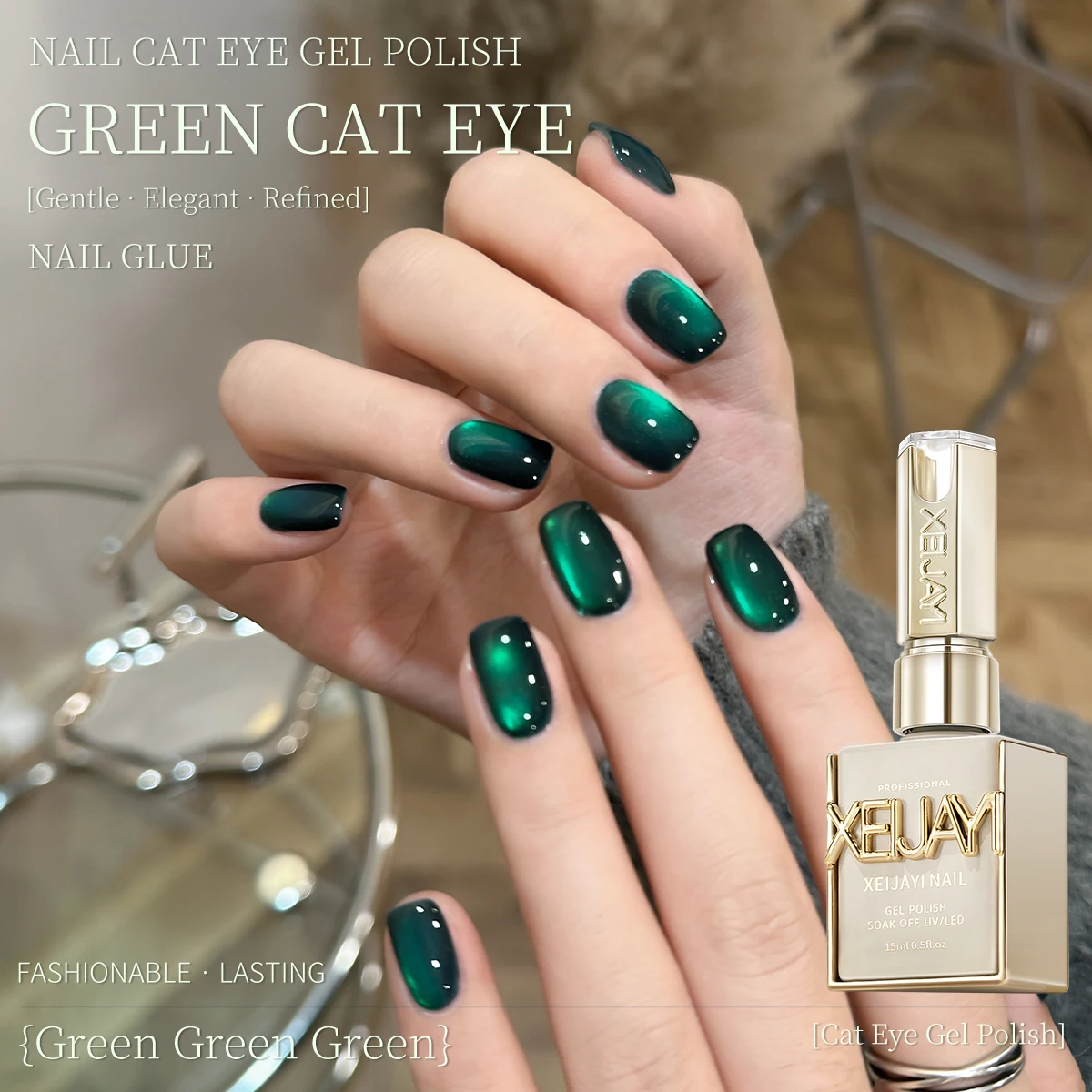 2025 Dragon Fruit Cat Eye Gel - Ultra-Bright Magnetic Polish with Diamond Sparkle Effect - 5