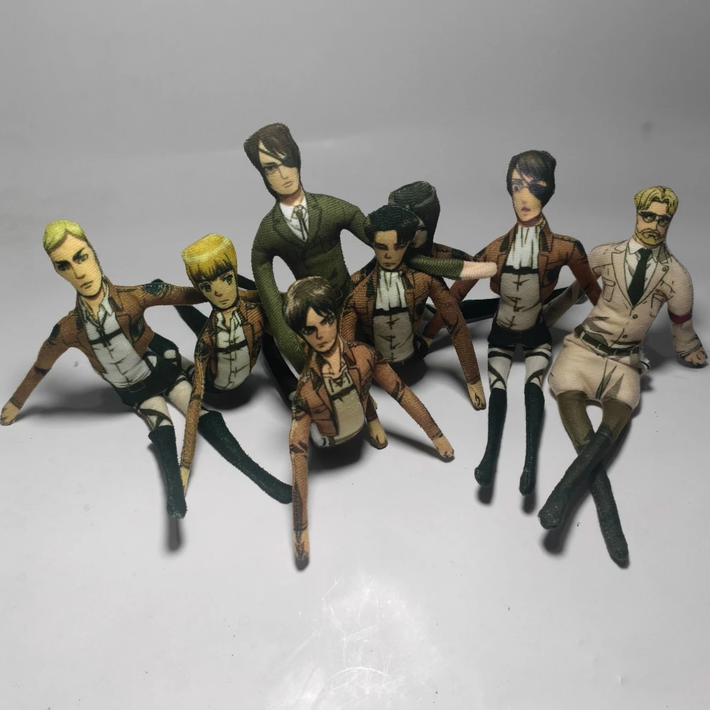 28cm Game Erwin Smith Armin Arlert Eren Yeager Levi Ackerman Hange Zoe Plush Doll Anime Soft Figure Stuffed Cosplay Toy Gift