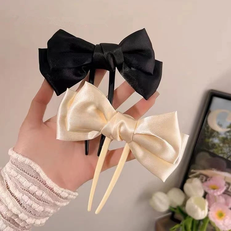 New Sweet Bow U-Shaped Hair Pin Cute Bun Simple Back Head Updo Pin Modern Hair Clasp Hair Accessories for Women