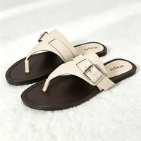 Comfort Summer Flip Flops Women Fashion Metal Buckle Design Soft Bottom Flat Sandals Casual Beach Slippers Sandalias De Mujer