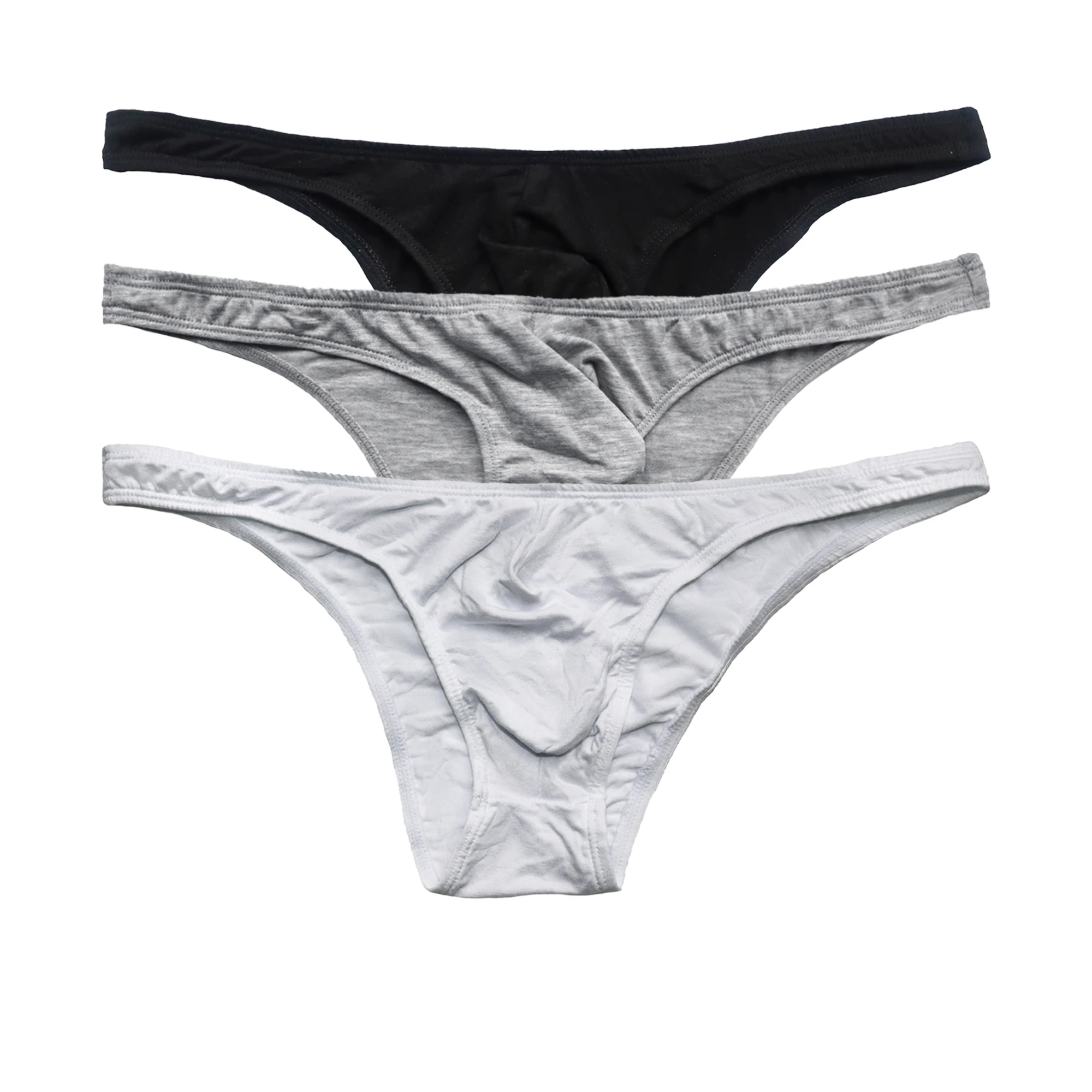 3-قطعة بلون الملابس الداخلية مجموعة الرجال مريحة ملابس داخلية جيدة التهوية ثونغ على شكل حرف U نفخ حقيبة مثير مثلث الملابس الداخلية