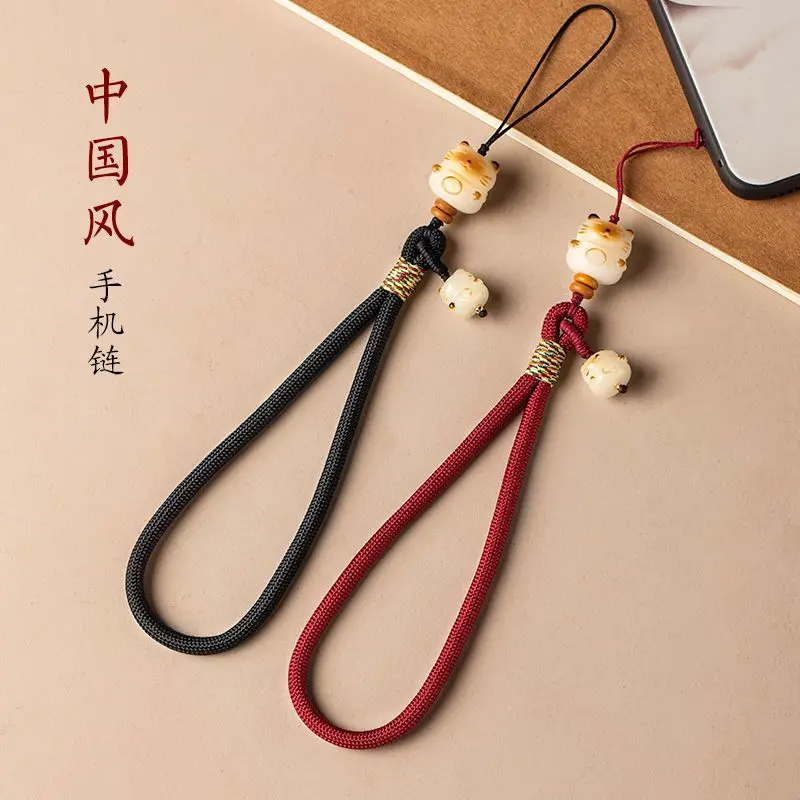 Cute Bodhi Lucky Cat Phone Chain with Wrist Style Hanging Chain Pendant Anti Loss and Anti Drop Phone Case Hanging Rope