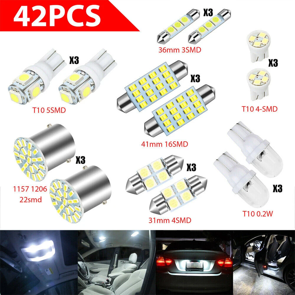 

42PCS car light LED combination set T10 width indicator light repair and replacement parts OBD2 Car Accessories