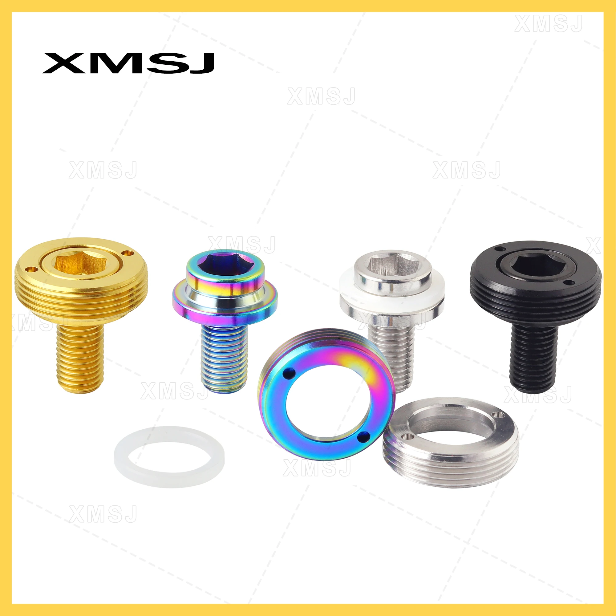 XMSJ   Bike Bottom Bracket Axle Crank Screw Fixing Crank Set Titanium Bolts M8x15mm Square Bicycles Crank Nut Whit Dust Cap