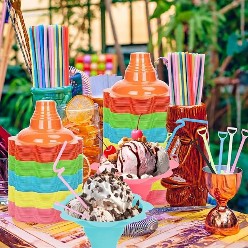 100 Pcs Snow Cone Disposable Yogurt Cup Ice Cream Water Cups Dessert Containers Iced Food Bowl Shaved