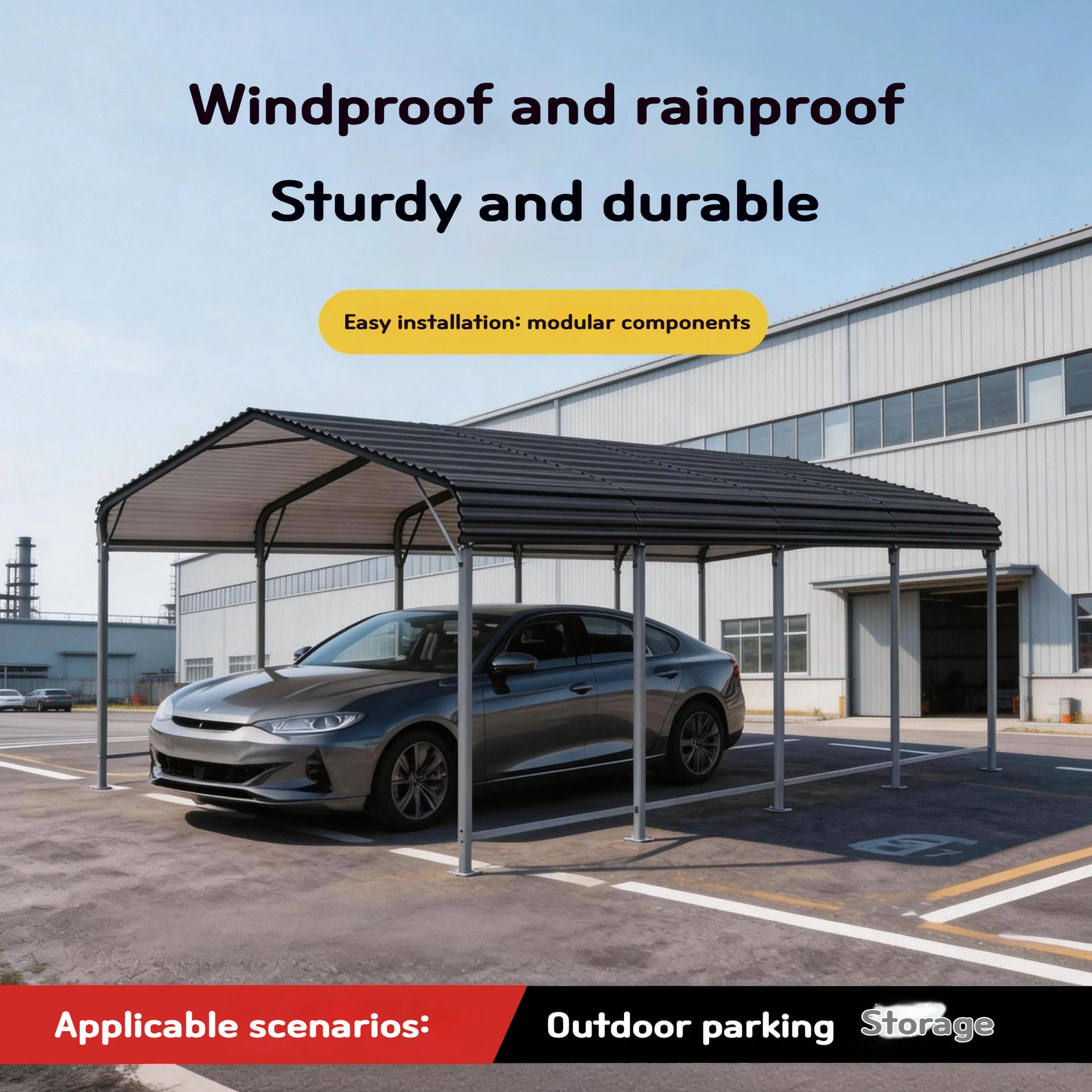 Heavy Duty 12x20 Metal Carport Galvanized Steel Roof Wood Frame Outdoor Storage Canopy Kit Waterproof Weather Resistant