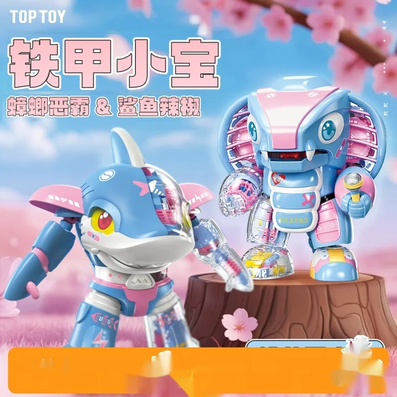 Mini figura de Iron Man de dibujos animados, tiburón, pimienta, pepino, juguete para regalo, edición limitada, azul, rosa, escorpión, rey, araña, Robot de juguete