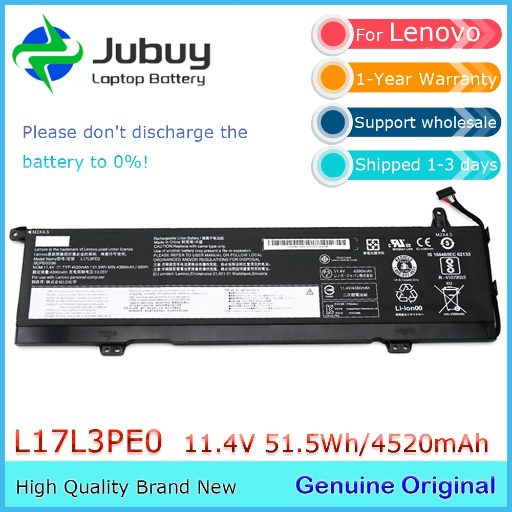 L17L3PE0 11.4V 51.5Wh Original Laptop Battery for Lenovo Yoga 730-15IKB 730-15IWL 730-15 L17C3PE0