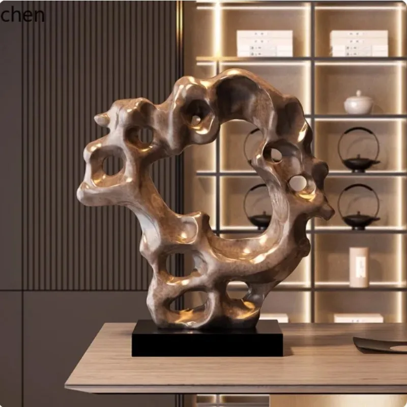 BJ-1 Retro Taihu Stone Sculpture Ornament Living Room Cabinet Soft Decoration Wabi-Sabi Vintage Homestay Hotel Lobby