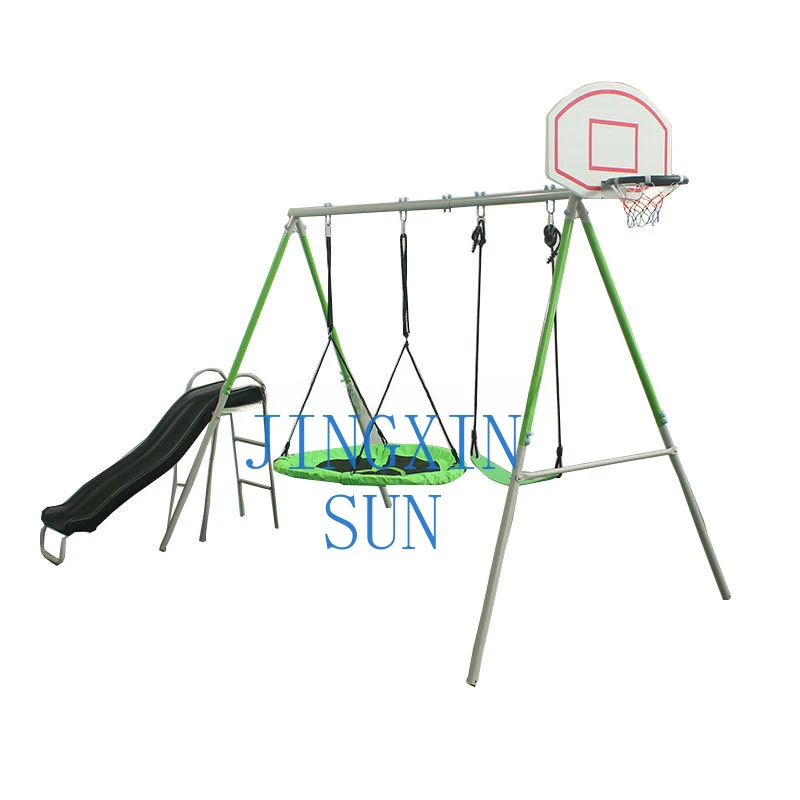 New Custom Outdoor Slide Swing For Kids Playground Kids Swing And Slide With Basketball Bound