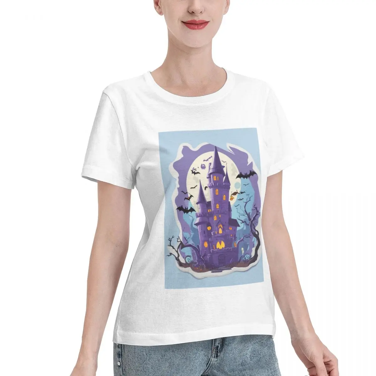 Spring Musthave Halloween Castle Women's T-shirt Street Shooting Basic Tops For Women