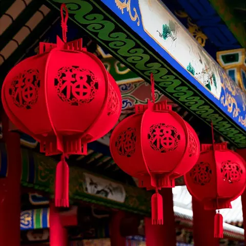 Red Chinese Lanterns 2026 New Year Decoration Lucky Red Fu 3D Puzzle Lantern Wedding Spring Festival Hanging Ornament Home Decor