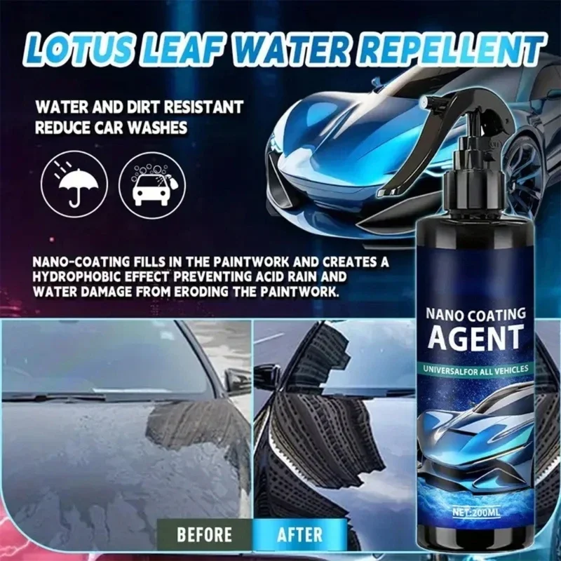 

200ml Quick Application Vehicle Paint Crystal Layer Surfaces Sprayed with Night Enhanced Gloss and Acid Rain X37F