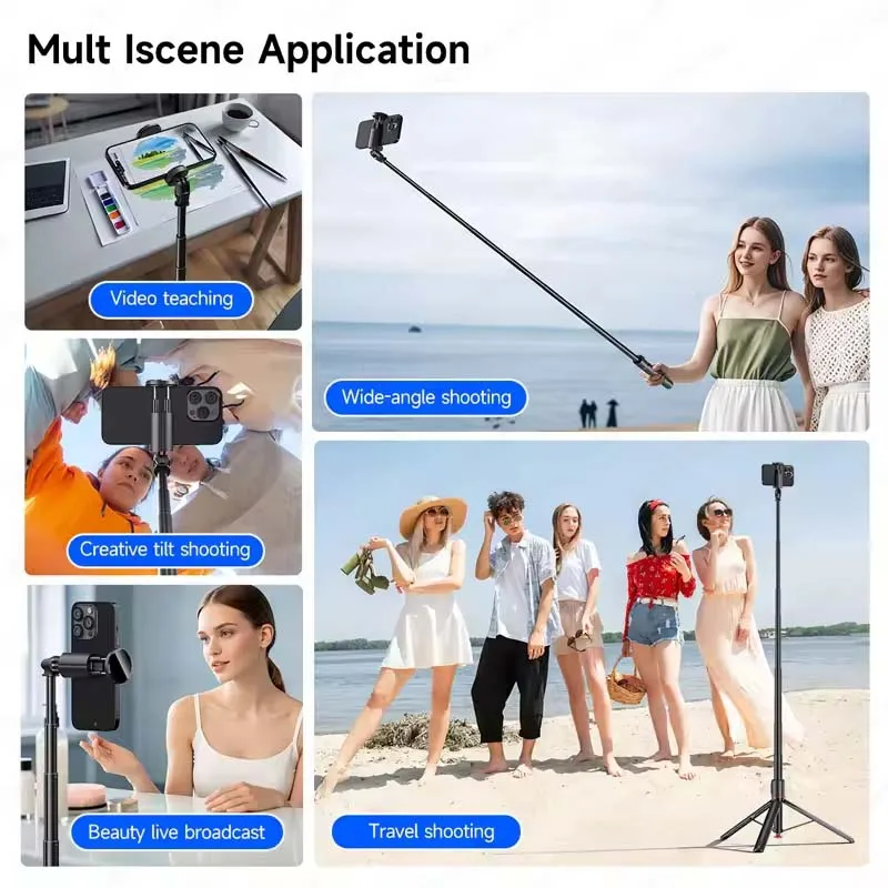 1770Mm TT01 Tripod Auto Pop Open Stand Bounce Selfie Stick Phone Holder dengan Remote Control Magnetik untuk Perekaman Video Vlog