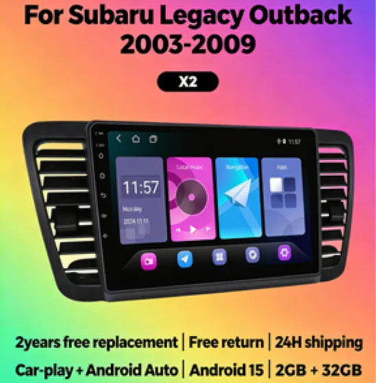 

Автомагнитола MEKEDE Android 15, 2 DIN, GPS-навигация, Carplay для Subaru Outback 3, Legacy 4 (2003-2009), RDS