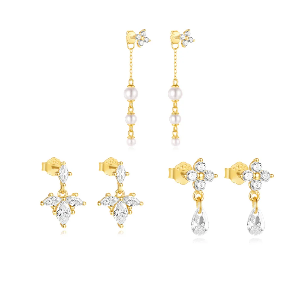 

LENNIK Новые серьги-гвоздики из стерлингового серебра 925 пробы с золотым покрытием и жемчугом клевера, серьги с кисточкой для женщин, 2024, роскошные ювелирные изделия 2017-2018