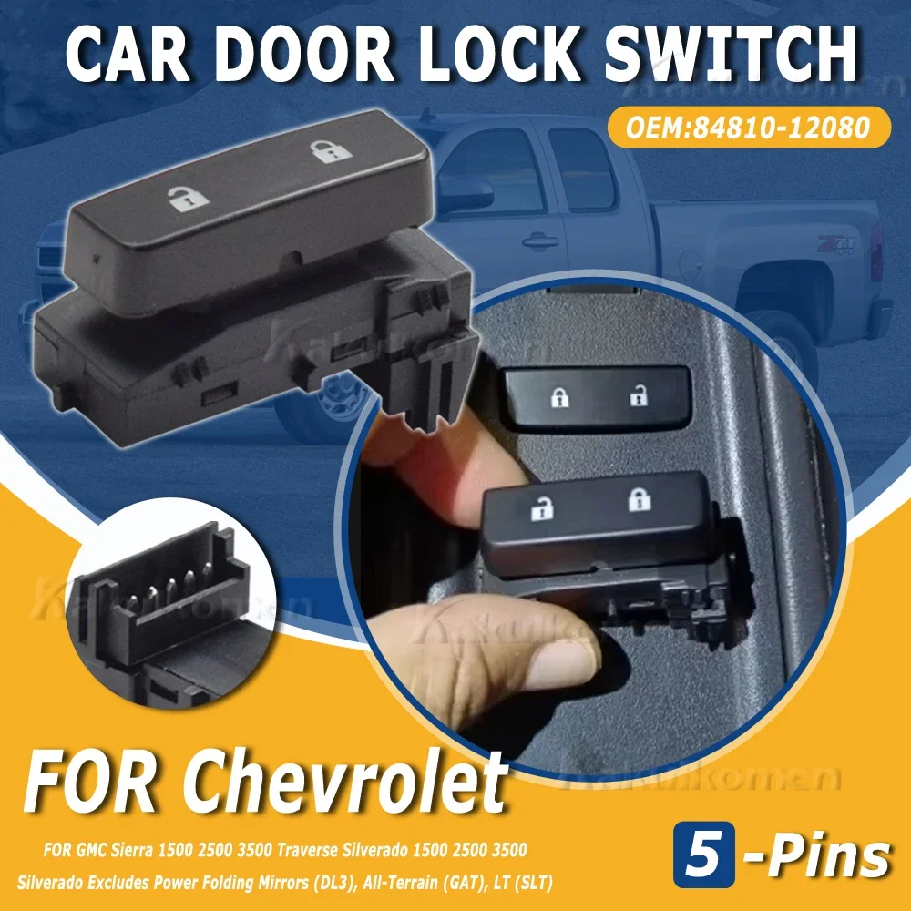 

Front Right And Left Door Lock Switch Button 15804094 15804093 For GMC For Chevrolet Silverado Sierra 2007 2008 2009 2010 -2013