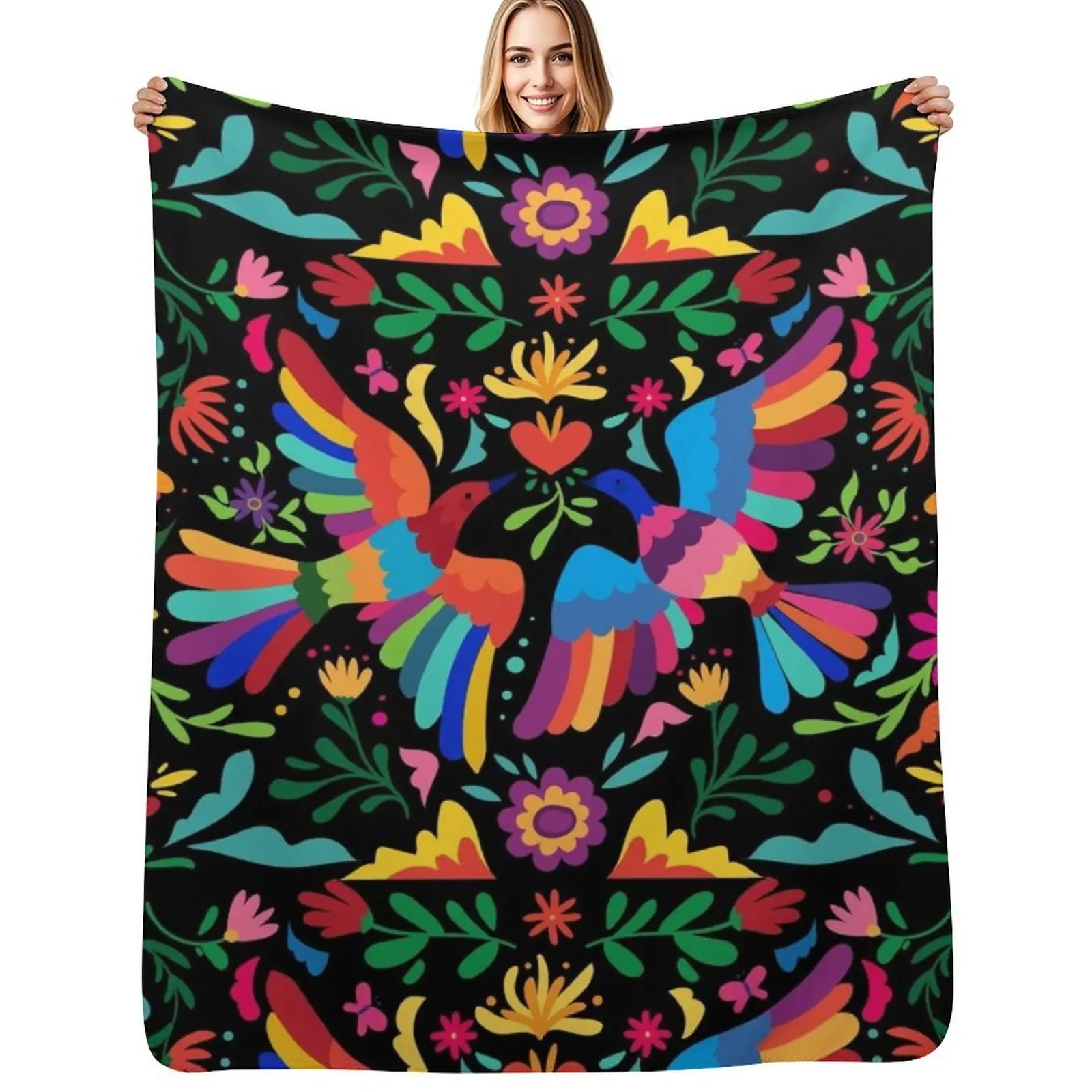 Best Art Mexican Embroidery Floral |Carnaval Seamless DecorativePatter Mexico Throw Blanket Gift for boyfriend soft