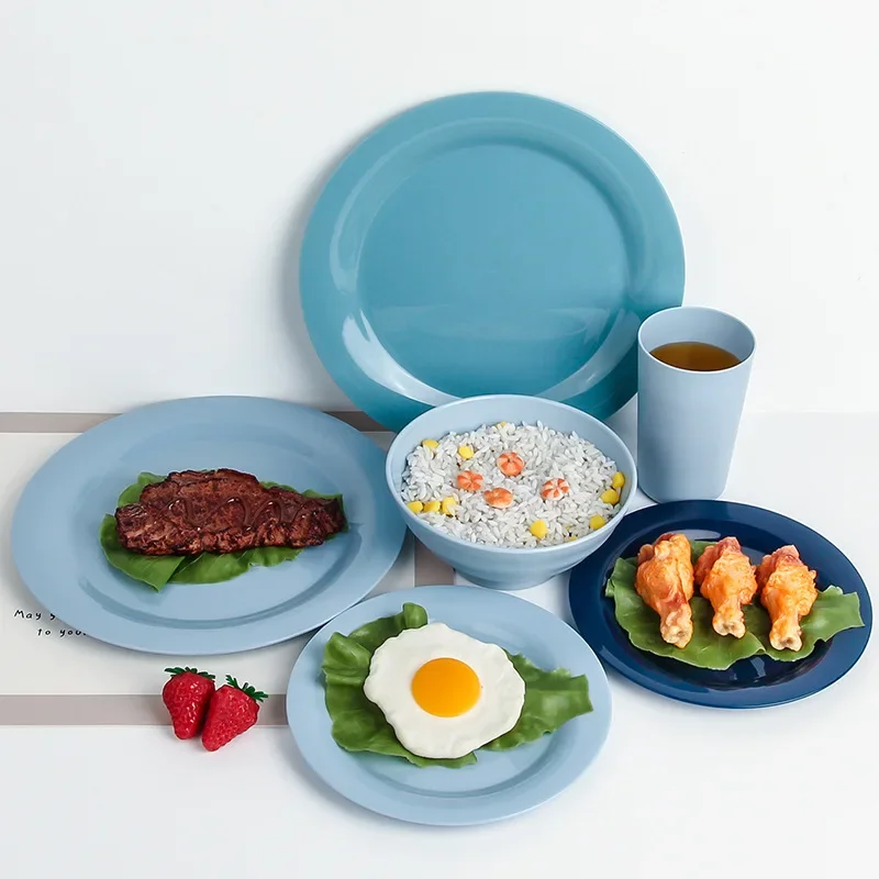 PP Shell Bowls Plates and Cups Set Tableware High-quality Tableware Gift Set Household Eating Bowls Cups and Plates Cutlery Set