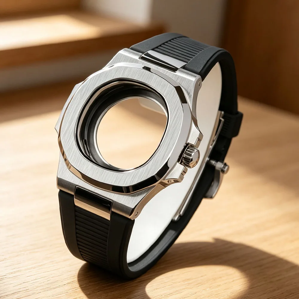 silvery-40mm-watch-case-high-quality-sapphire-glass-for-nautilus-nh34-nh35-nh36-nh38-4r36-movt-295-308mm-dial-waterproof-strap