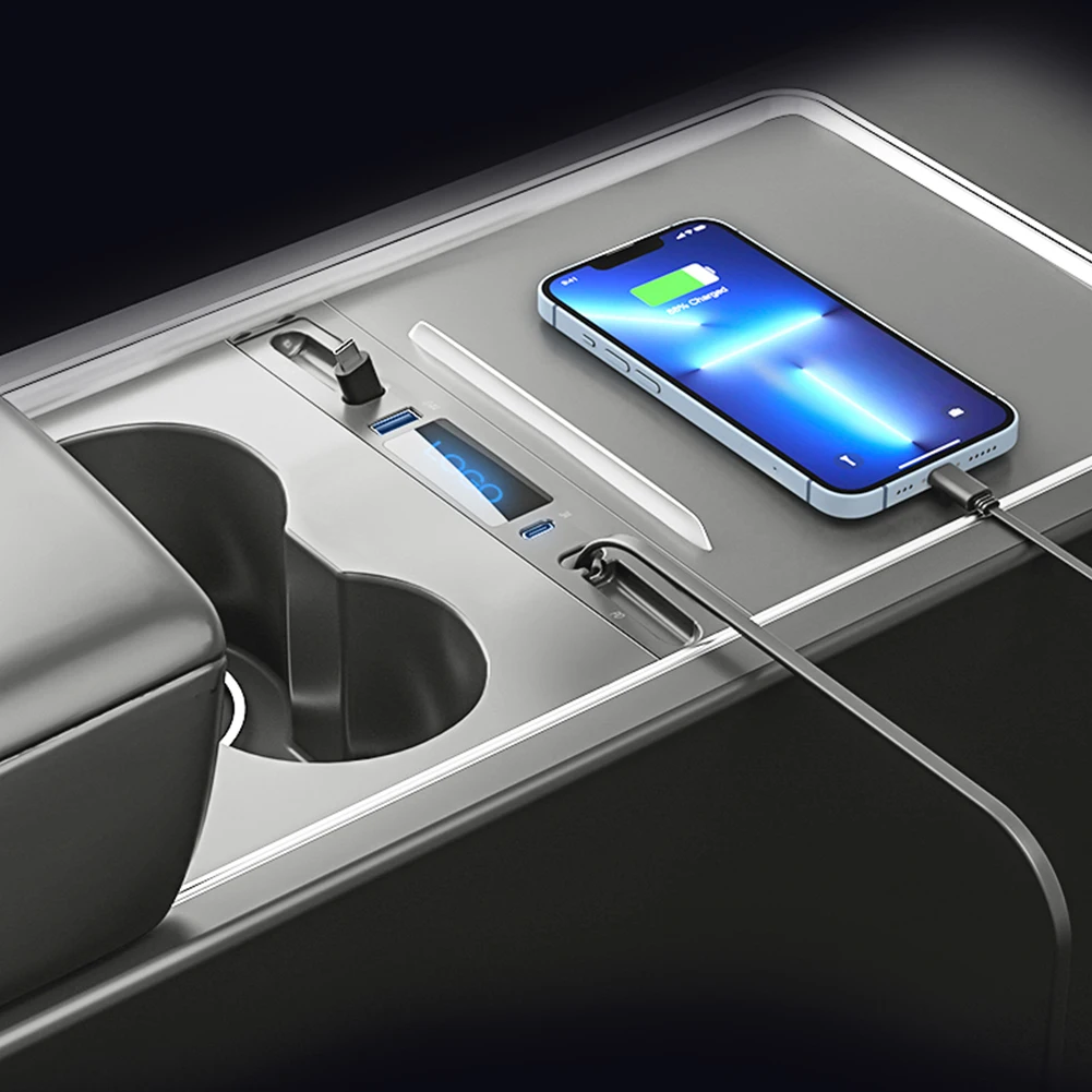 Dock di espansione di tipo C Display digitale Docking Station QC3.0 27W PD Center Console Smart Sensor Plug and Play per Tesla Model 3 Y