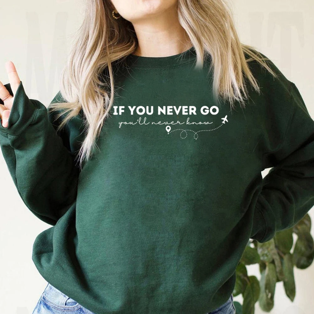 If You Never Go You’ll Never Know Sweatshirt Women's Travel Shirt Vacation Sweater Family Matching Vacation Tee Traveler Gift