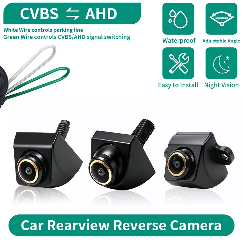 AHD 170° Fisheye Golden Lens Car Rear View Camera Night Vision Waterproof Vehicle Reversing Front View Camera