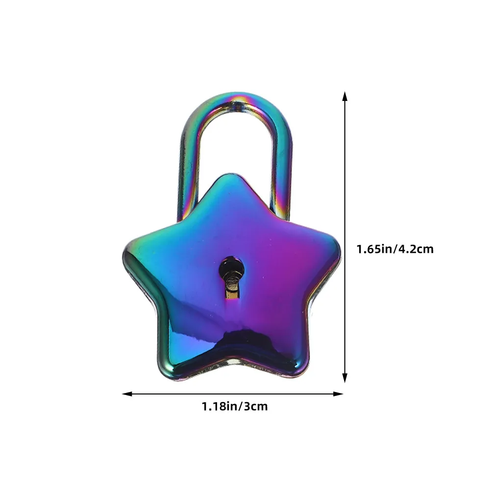 2Pcs Star Shape Padlock Small Metal Lock for Treasure Chest Suitcase Cabinet Backpack Handbag Keepsake Box Portable Safety