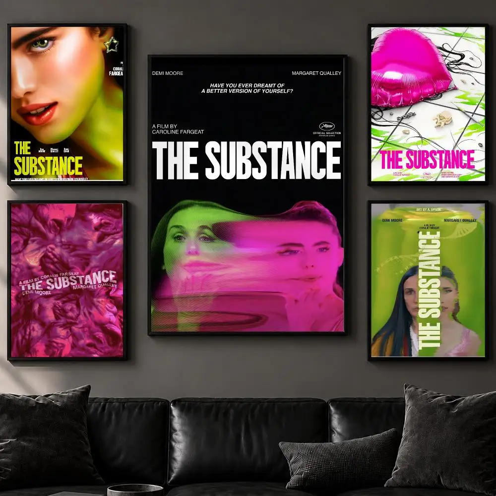 Movie T-The substanceS Poster Art  Self-Adhesive No Glue Residue Wall Decor for Bedroom Living Room