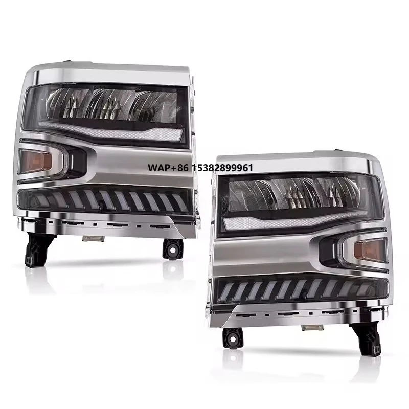 New Silverado 16-18 Model Year LED Headlight Assembly Modified Car Lights with LED Streamer Steering Direct Fit