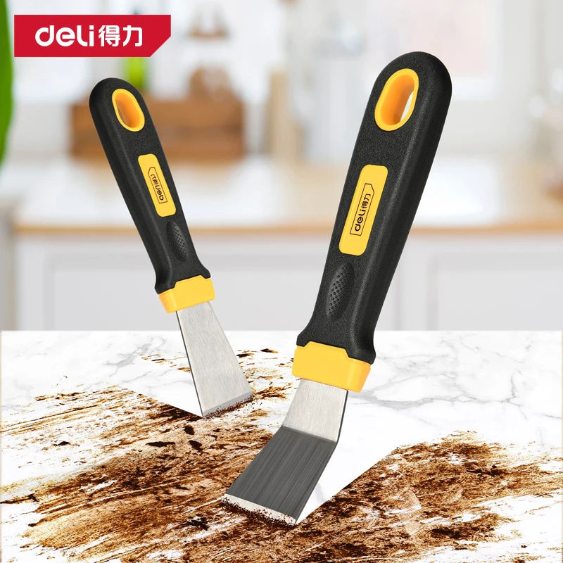Deli Oil Stains Spatula Knife Set 3Cr13 Stainless Steel Blades TPR Anti-slip Handle Cleaning Knives Multifunction Cleaning Tools