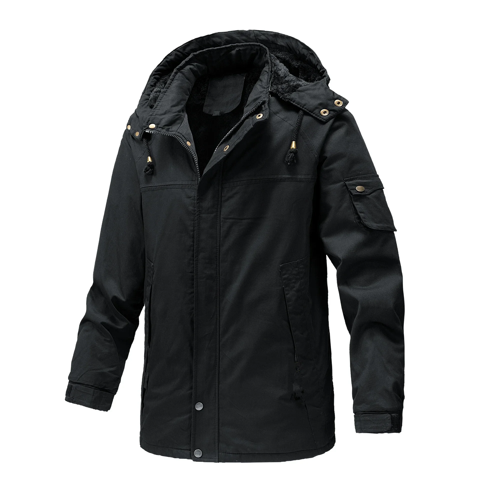 Casual New Winter Warm Varsity Jacket Men Parkas Coat Man Washed Cotton Military Windproof Hooded Jackets