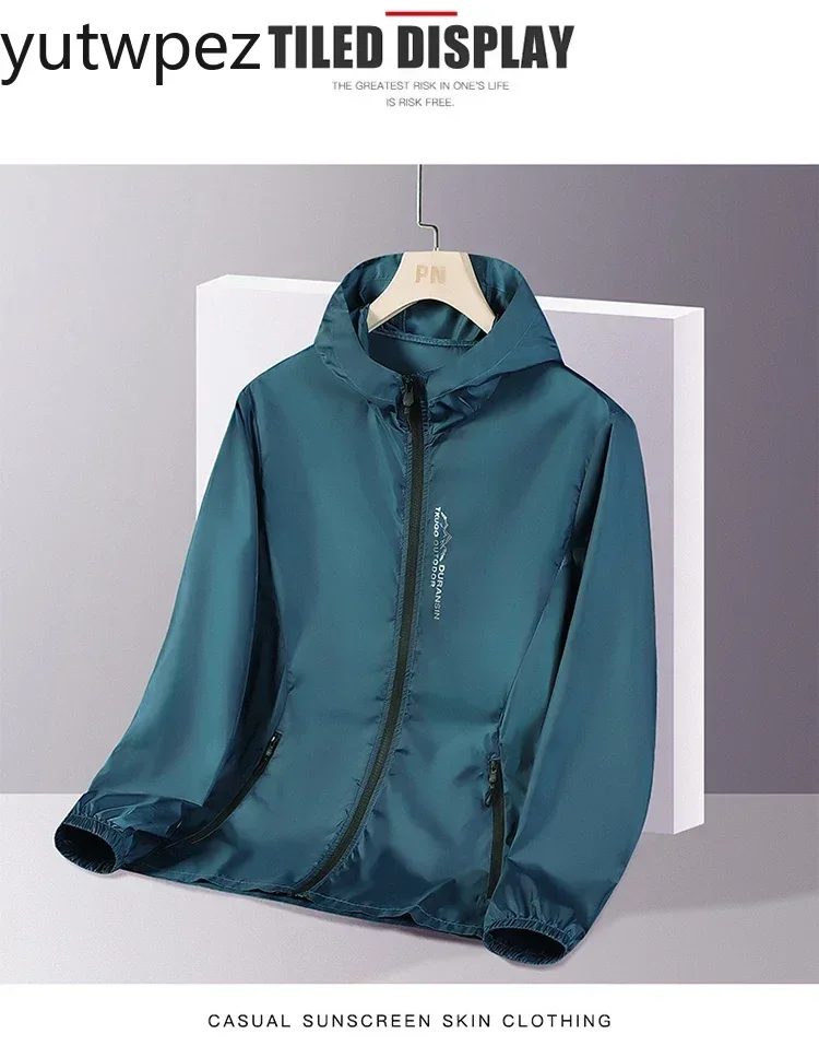 Sport-Laufjacke für Herren mit UV-Schutz UPF50+, Leichte Sonnenschutz-Windjacke für Sommer, Outdoor-Wandern, Hautschutz-Mantel in Übergrößen – Detail 10