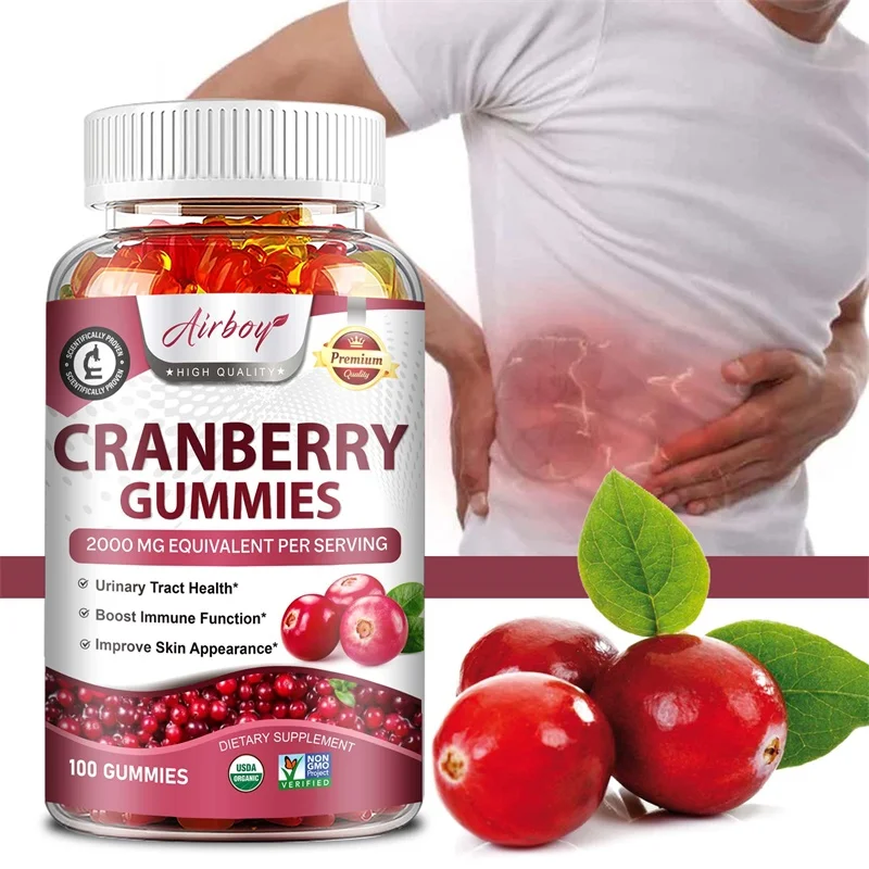 

Cranberry Gummies - Support Kidney and Urinary Tract Health, Enhance The Immune System, and Promote Metabolism