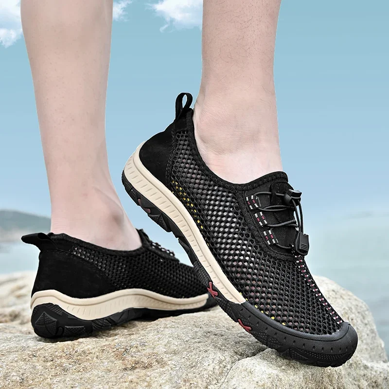 Chaussures en maille respirante décontractées pour hommes, baskets souples, mocassins confortables, chaussures de marche en plein air, grande taille, nouveau, 2023