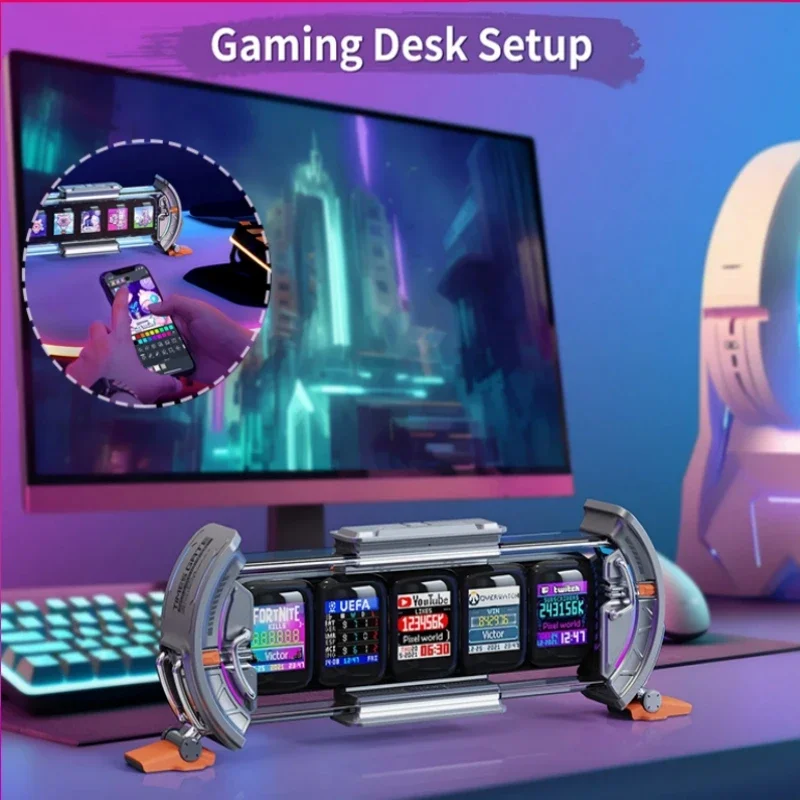

Оригинальные цифровые часы Times Gate, DIY Pixel Art, экран с Smart APP Control, Wi-Fi Connect, игровой комнаты, офисный декор, киберпанк