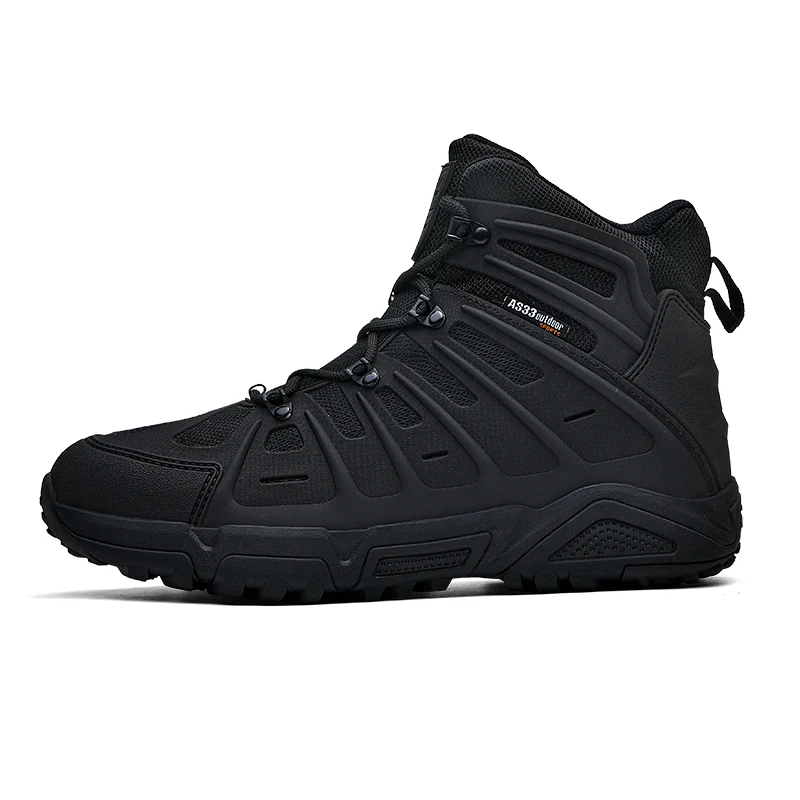 HIKEUP Botas de senderismo cuero impermeables tácticas para hombre - imagen 2