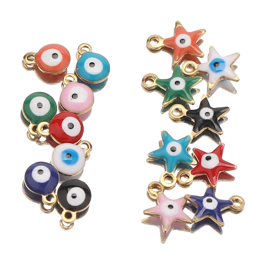 20pcs Stainless Steel Star Charms Eyes Beads Pendants for DIY Jewelry Making Necklace Accessories Bracelet Findings Wholesale