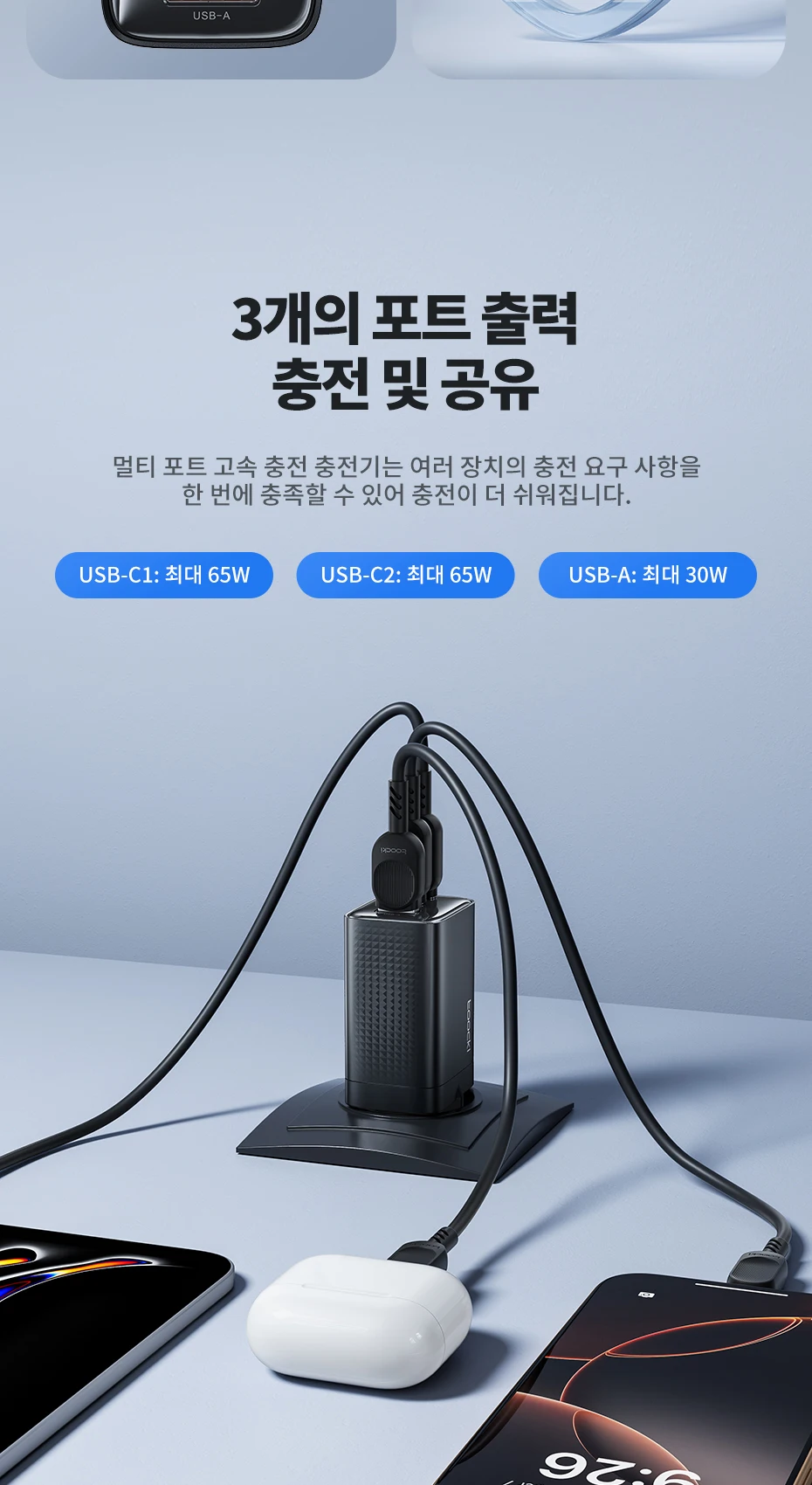 Toocki 65 W GaN USB-Ladegerät Typ C QC4.0 PD3.0 PPS Schnellladung für iPhone 16 15 14 Samsung 24 S23 Xiaomi Huawei Realme Laptop – Detail 16