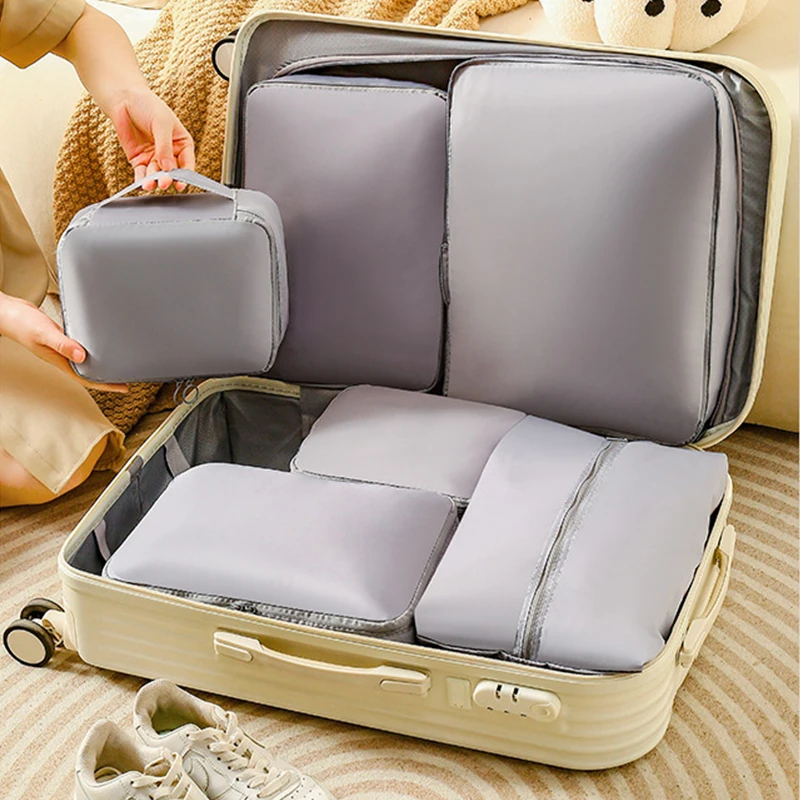 6 قطعة أكياس تخزين السفر الملابس المحمولة مكعبات التعبئة المضغوطة حقيبة حقيبة تخزين الملابس المصنفة حقيبة الأمتعة خفيفة الوزن #3