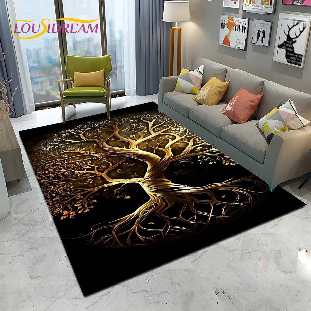 Nature Tree of Life Viking Norse Yggdrasil Carpet Rug for Home Living Room Bedroom Sofa Doormat Decor,Kid Area Rug Non-slip Mat