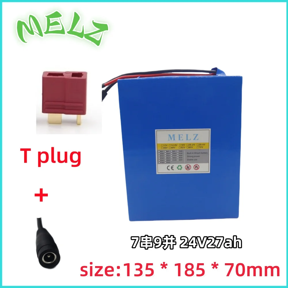 Air Express New MELZ-24V27ah-7S9P High Power 18650 Lithium Ion Battery 24V27000mAh Large Capacity Ultra Long Range+Charger