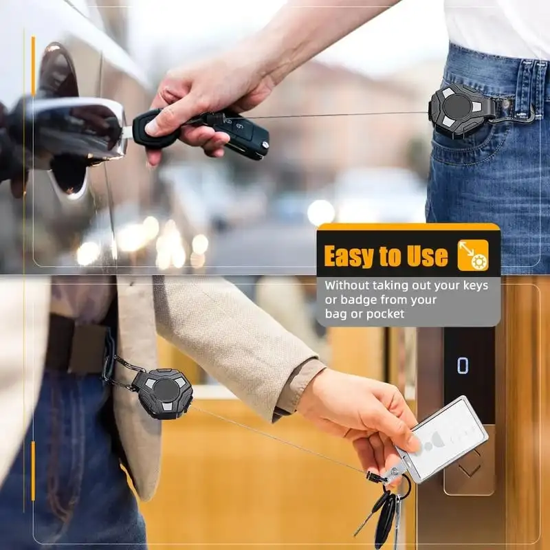 Heavy Duty Retractable Keychain Durable Duty Retractable Badge Holders Carabiner Keychain Anti-Theft Elastic Keychain